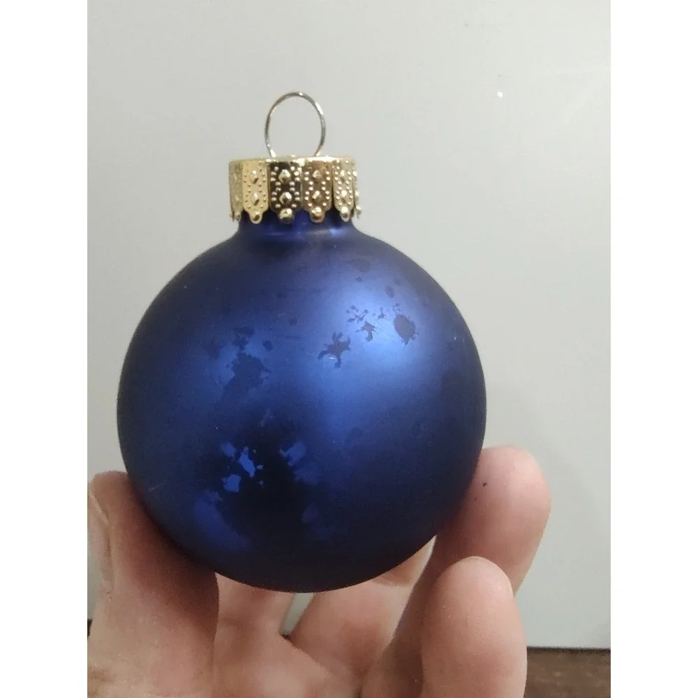 Glitter Peacock Feather Matte Green Blue Glass Christmas Ornament Lot Of 5 Vtg